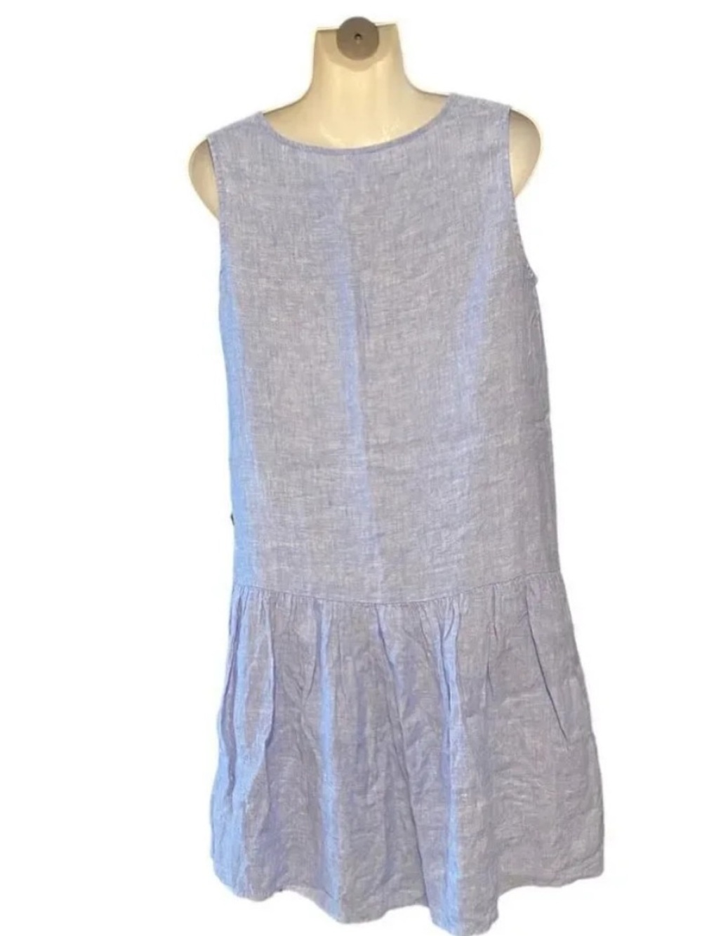 UNQ Linen Sleeveless Drop Waist Baby Doll - Picture 4 of 8